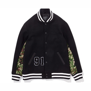 New Arrival Men's Custom Varsity Letterman Jacket Stand Collar Waterproof Sports Embroidery Baseball Coat Contrast Front - Product Image 5