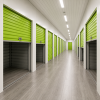 Unidades de Almacenamiento Interior con Puertas Enrollables Verdes, Sistema Modular para Instalaciones de Almacenamiento Modernas