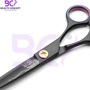 Meilleur fournisseur avec logo personnalisé, qualité supérieure, nouvelle arrivée, ciseaux de coiffure pour barbier avec pivot doré et anneaux arc-en-ciel - Product Image 6