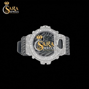Montre de créateur en diamant VVS Moissanite avec cadran glacé, bracelet en caoutchouc, acier inoxydable, bijou cadeau haut de gamme provenant d'un fournisseur indien - Product Image 4