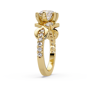 Anillo de Compromiso de Oro Puro de 14K con Diamante Cultivado en Laboratorio de Corte Redondo, Certificado IGI, Anillo de Boda con Banda Trenzada Vintage para Mujer - Product Image 3