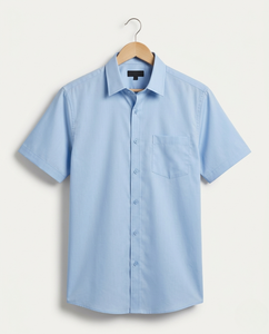 Camisa de Manga Corta, Color Beige Sólido, Casual, Cierre de Botón, Formal, de Sarga, Primavera, Bordada, Servicio OEM - Product Image 4