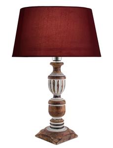 Lámpara de Mesa Rústica de Madera con Pantalla de Tela Roja de 50cm de Altura, Luz LED Cálida Blanca E27 para Sala de Estar, Uso Decorativo - Product Image 3