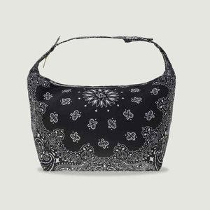Bolso Bandana Clásico Blanco y Negro, Bolso de Hombro con Diseño Paisley, Bolso Hobo <span class=keywords><strong>Vintage</strong></span> en Forma de Media Luna para Compras y Viajes - Product Image 3