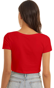 เสื้อครอปท็อปผู้หญิงพิมพ์โลโก้ได้ ใส่สบายทรงหลวม แขนสั้น รับทำตามไซส์ เสื้อยืดลำลองใส่หน้าร้อน MOQ ต่ำ ราคาดีที่สุด - Product Image 3