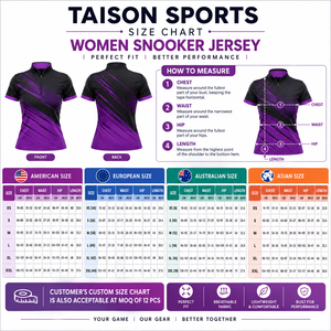 เสื้อสนุกเกอร์หญิง 160 GSM ผ้าโพลีเอสเตอร์พรีเมียมแบบอินเตอร์ล็อค สีดำ เทา ส้ม  พร้อมปักโลโก้ตามสั่ง - Product Image 3