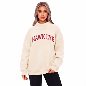 Sudadera personalizada con cuello simulado y ribete en contraste para mujer, de forro polar pesado de 360 g, con bloques de color, estilo oversize, top de streetwear americano, suministro al por mayor - Product Image 1