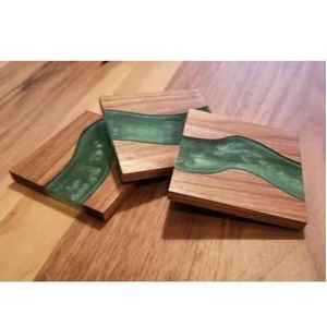 <b>Drink</b> <b>Coaster</b> Wooden Absorbent <b>Coasters</b> Epoxy Resin <b>Coaster</b> for Coffee Table Tabletop Protection Decor Set of 6 Holder - Product Image 5