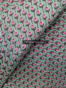 Tela 100% Algodón Sostenible - Textil Floral Estampado a Mano Tradicional Indio para Prendas de Vestir - Product Image 6