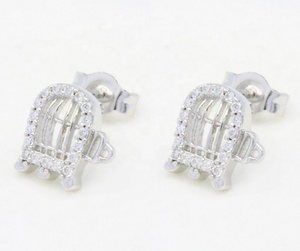 Prix usine meilleure vente à la mode 925 argent avec Zircon mignon Cage à oiseaux boucles d'oreilles en gros - Product Image 5