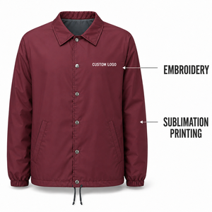 Fabricant de vestes d'entraîneur personnalisées, vêtements d'équipe en nylon résistant à l'eau avec broderie et impression - Product Image 5
