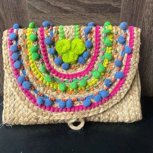 Sac à main de luxe traditionnel indien, multicolore, orné de perles de verre, artisanat durable, poignée baguette haut de gamme, fournitures de perlage décontractées - Product Image 1