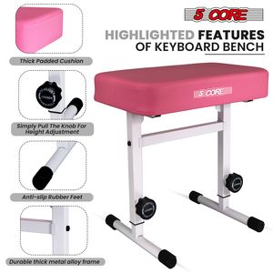 5 Core Keyboard Bench 3" Padded Cushioned Piano <b>Stool</b> Height Adjustable Guitar Seat <b>Folding</b> Portable - Product Image 3