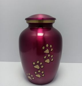 Custom Color Metal Adult Burial Pet Cremation Urn with Paw Print <b>Ashes</b> <b>Keepsake</b> Customizable Design Memorial Decoration - Product Image 1