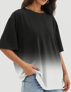 Oversized Plus Size Women's Gradient Color Crew Neck Short Sleeve T-<b>Shirt</b> Short Length Jersey Fabric Casual Anti-Wrinkle - Product Image 4
