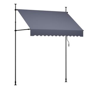 Auvent de terrasse rétractable manuel, hauteur réglable 78 pouces, abri pare-soleil pour porte et fenêtre - Product Image 1