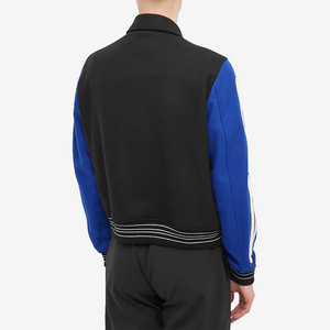 Veste universitaire personnalisée pour homme, style streetwear, broderie squelette, manches contrastantes bleues, patchwork, hip-hop, manteau de baseball Letterman - Product Image 3