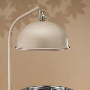 Plat de service rond de luxe blanc crème en calligraphie arabe, martelé à la main, avec support, unité individuelle - Product Image 4