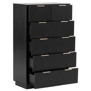 Frontale per Cassettiera a 6 Cassetti a 5 Livelli in Truciolato Nero con Motivo Ondulato P2 72x41x117cm - Product Image 2