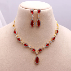 RAY FINE ORNATES <b>Ruby</b> Long <b>Necklace</b> Set 22K Gold Plated Vintage Bridal Jewelry IGI Certified Traditional Indian Wedding <b>Necklace</b> - Product Image 3