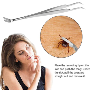 Pinzas de Alta Calidad para Quitar Garrapatas de Mascotas, 14 cm, Acero Inoxidable, 2 en 1, Pinzas y Punta de Extracción, Herramientas OEM para Eliminar Garrapatas de Mascotas - Product Image 6