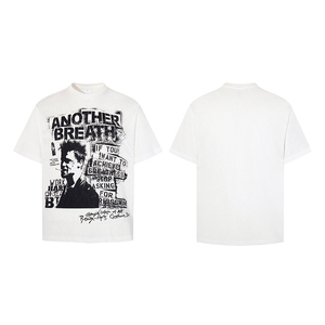 Camiseta de Manga Corta para Hombre, Estilo Vintage Punk, con Estampado Gráfico Personalizado, 300GSM, Talla Grande, para Verano, Streetwear, Hip Hop - Product Image 1