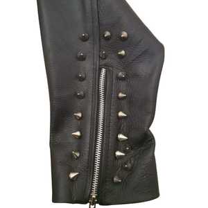 Wholesale Custom Made men's Leather Jacket Metal Spikes Genuine Cowhide Fabric Fashion Genuine studded Leather Jackets - Product Image 4