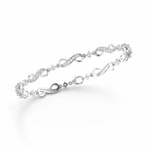 Bracelet jonc élégant pour femme en or 14 carats plaqué rhodium, serti de 73 diamants naturels taille brillant rond de 0,80 carat au total, très tendance - Product Image 1