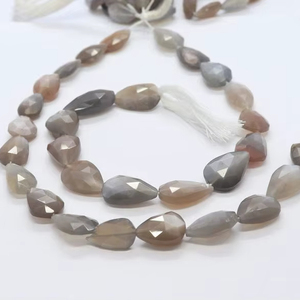 Perles de pierre de lune grise naturelle facettées en forme de poire droite AAA, 10x16 MM, perles de pierre de lune, brin de 8 pouces, poire de pierre de lune - Product Image 1