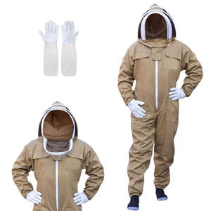 Combinaison d'apiculture kaki avec voile et gants, protection intégrale, coupe standard, anti-coupure, réfléchissante, résistante à la chaleur 300°C, équipement de sécurité pour - Product Image 1