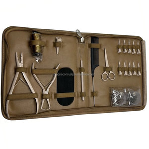 Hot Selling Nude Brown Custom Logo Surgical Grade Stainless Steel Hair Extension <b>Pliers</b> Tools Kit <b>Set</b> with Nude Brown Case - Product Image 4