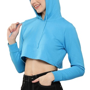 เสื้อฮู้ดครอปผู้หญิง ผ้าฝ้ายนุ่ม เสื้อฮู้ดครอปแขนยาว สไตล์ลำลอง แฟชั่นทันสมัย - Product Image 1