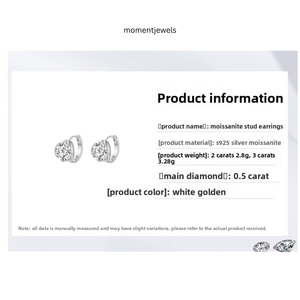 925 Sterling <b>Silver</b> Moissanite <b>Hoop</b> <b>Earrings</b> Round Brilliant Cut Halo Trendy <b>for</b> <b>Women</b> Wedding Party - Product Image 6