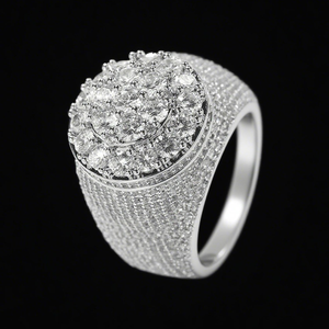 Moissanite Mens Cluster <b>Ring</b> <b>Iced</b> Out Round Top Luxury Hip Hop Statement Jewelry Bold Fashion <b>Ring</b> Gift - Product Image 1