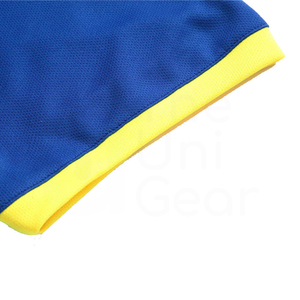 Camiseta de Fútbol Azul Personalizada con Cuello Redondo Amarillo, Manga Corta, Poliéster que Absorbe la Humedad, Ropa Deportiva para Hombre - Product Image 4