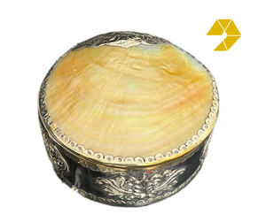 Mother of Pearl Jewelry Organizer Lustrous Surface Round Jewelry Box Red Velvet for <b>Ring</b> Necklace Mother of Pearl Jewelry Box - Product Image 1