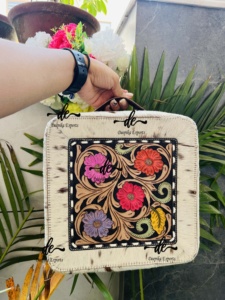 Cowhide Leather Stylish <b>Makeup</b> Cosmetic Storage <b>Box</b> Hair on Hide Leather Handmade <b>Makeup</b> <b>Box</b> , Vanity Bathroom Organizer <b>Box</b>, - Product Image 5