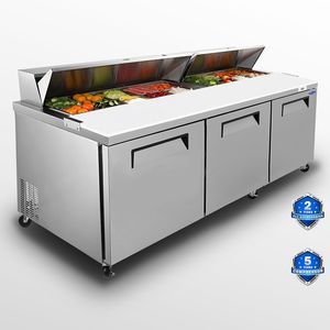 Orikool 72 Attrezzatura di Refrigerazione Commerciale per Cucina, Tavolo Preparazione Sandwich e Insalate, Banco da Macellaio con Coperchio Protettivo, Refrigerato - Product Image 2