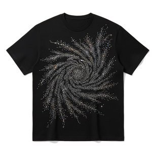 T-shirt pour homme à manches courtes en coton 100% respirant, col rond, style unique, décontracté, avec strass, haute qualité, meilleur prix - Product Image 1