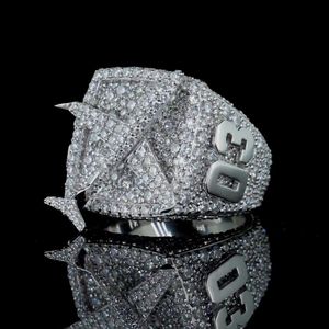 Anillo de Compromiso Unisex de Oro Sólido de 18K con Piedra Natural, Corte Brillante, Número 03, Estilo Hiphop, JOYERÍA DE ÁMBAR, Modelo P-306 - Product Image 1
