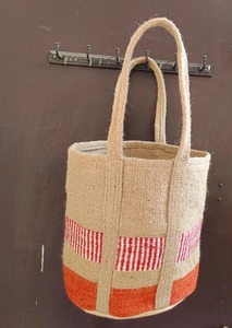 High Quality Eco Friendly Geometric Pattern Jute Tote <b>Bag</b> Durable Shopping <b>Bag</b> for Grocery Use Available at Export Price - Product Image 3