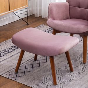 Fauteuil d'appoint contemporain Leiria en velours soyeux capitonné avec ottoman en mauve pour salon - Product Image 5