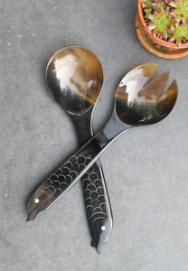 Cuillère en corne de buffle écologique polie miroir pour fêtes, ensemble de couverts personnalisable - Vente en gros - Product Image 2