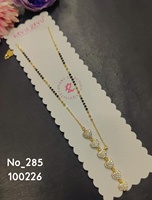 Kalung Liontin Mangalsutra Minimalis Trendy Geometris Berlapis Emas untuk Anak-Anak, Bahan Stainless Steel dengan Hiasan Berlian Amerika Micro Pave