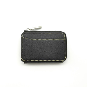 Estuche de lujo Castello de piel Saffiano con cremallera para tarjetas y documentos, poliéster, negro, marrón oscuro, gris - Product Image 1