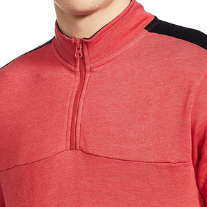 <b>Men's</b> <b>Red</b> Quarter Zip <b>Sweatshirt</b> Regular Fit Knitted Polyester Casual Solid Color Stand Collar Autumn Wear - Product Image 5