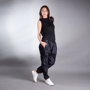 Women's High Waist Harem Pants Loose Fit Full Length Solid Color With Pockets <b>Drawstring</b> Closure Casual Style Autumn Wear - Product Image 1