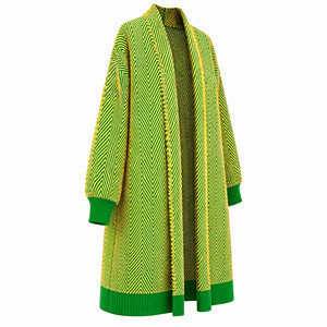 Cárdigan Largo de Punto para Mujer, con Patrón Geométrico, Cuello Tipo Bufanda, Frente Abierto, Ropa Casual de Invierno, 100% Acrílico, Manga Larga - Product Image 4