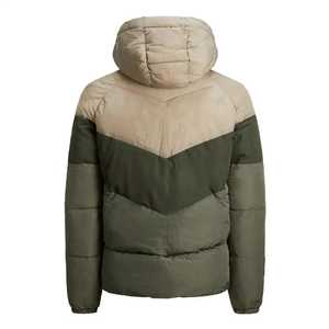 Blouson matelassé pour homme à blocs de couleur, à capuche, fermeture éclair, coupe-vent, en polyester épais, vêtement d'extérieur décontracté d'hiver, manches classiques - Product Image 2