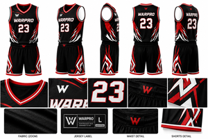 WARPRO Basketball Jersey Set Orange 23 Sublimated Moisture Wicking Unisex Adult V-Neck Sleeveless High Quality Tank Top <b>Shorts</b> - Product Image 6